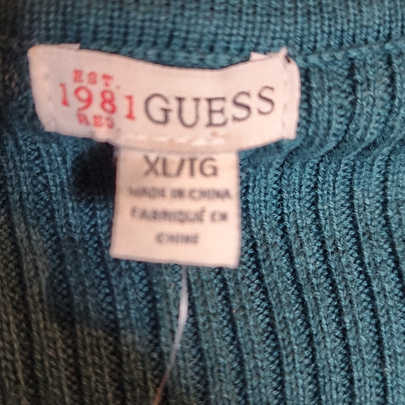 NWT GUESS Malina Green Ribbed Zip Front Long Sleeve Sweater Size XL - Picture 11 of 16